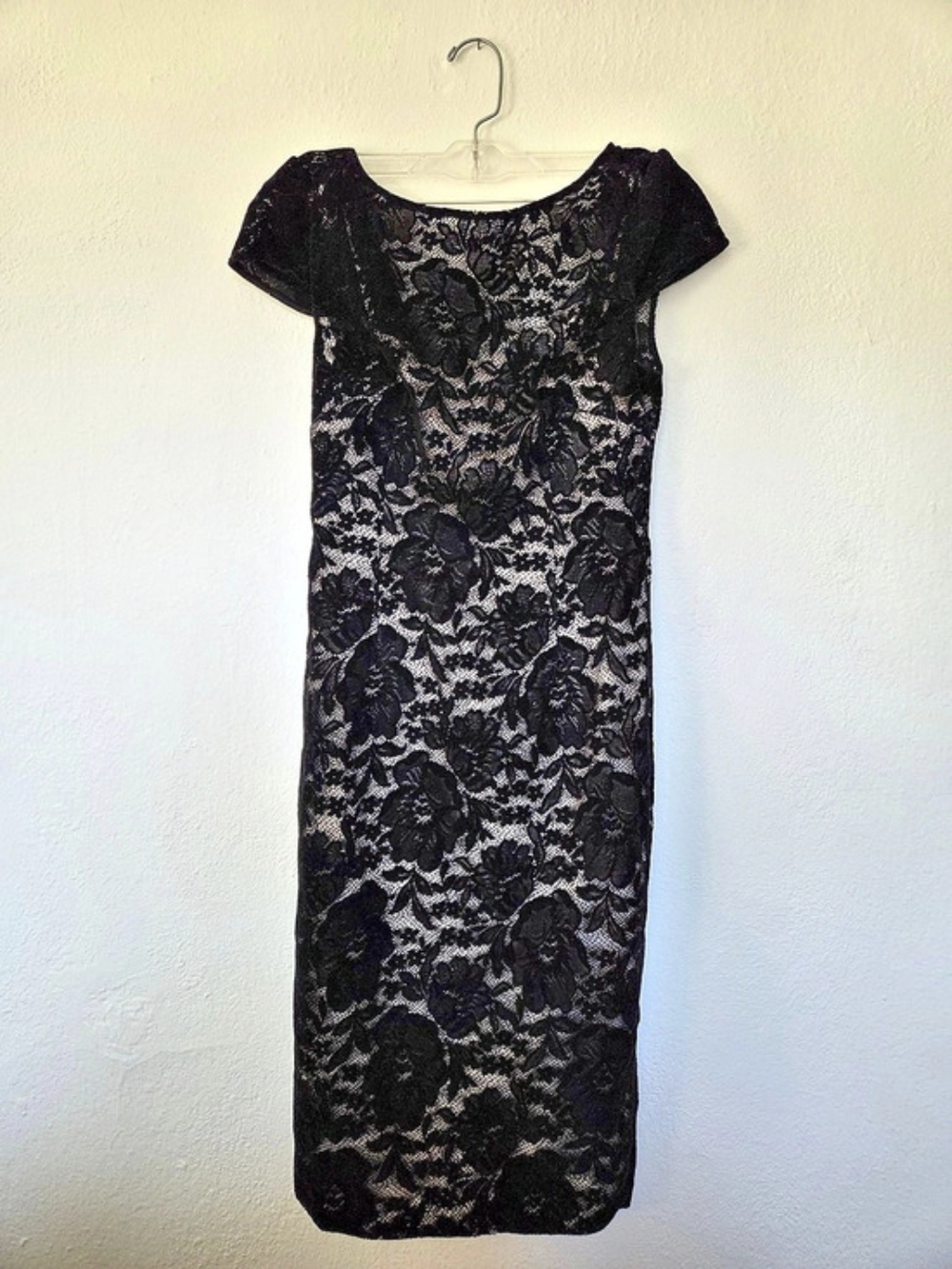Adrianna Papell Black Floral Lace Sheath Dress Black Size 2